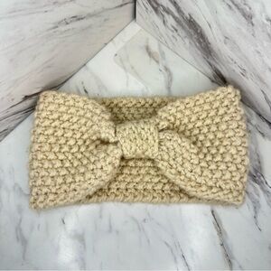 Knit Bow Winter Headband - Beige - O/S